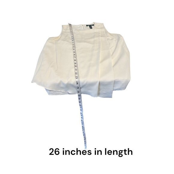 Lauren Ralph Lauren Ivory Sleeveless Blouse Size 6 With Pleated Front Detail Pol - Picture 5 of 6